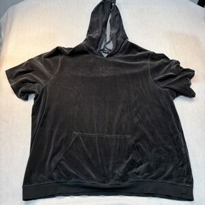 KING SIZE MEN'S SHORT SLEEVE HOODED SWEATSHIRT, SIZE 4XL  Tall Velour Gray